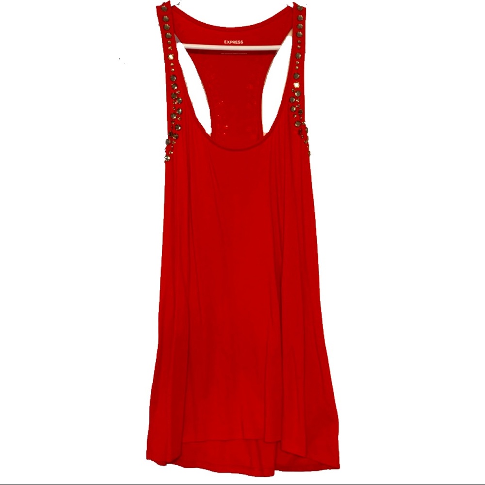 Red Express Embellished Tank Top